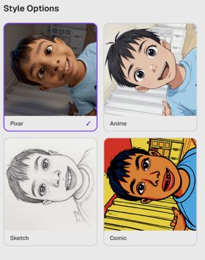 Comic · Sketch · Watercolor · Claymation