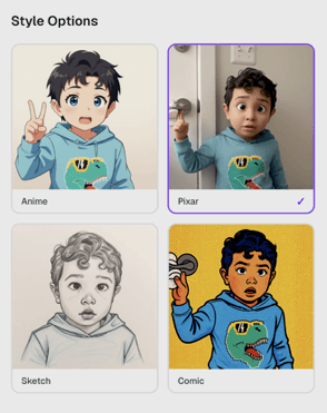 Anime · Pixar · Sketch · Comic